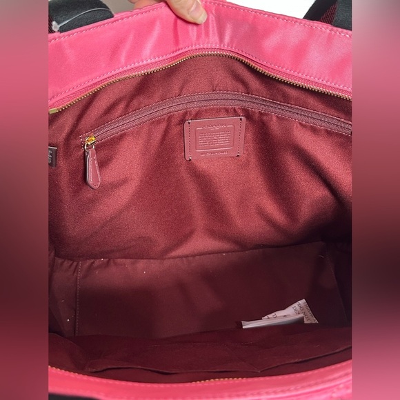 COACH RUCHED NYLON COURT Pink Tote Bag Diaper Bag Travel Bag Overnight Bag New - Picture 14 of 14